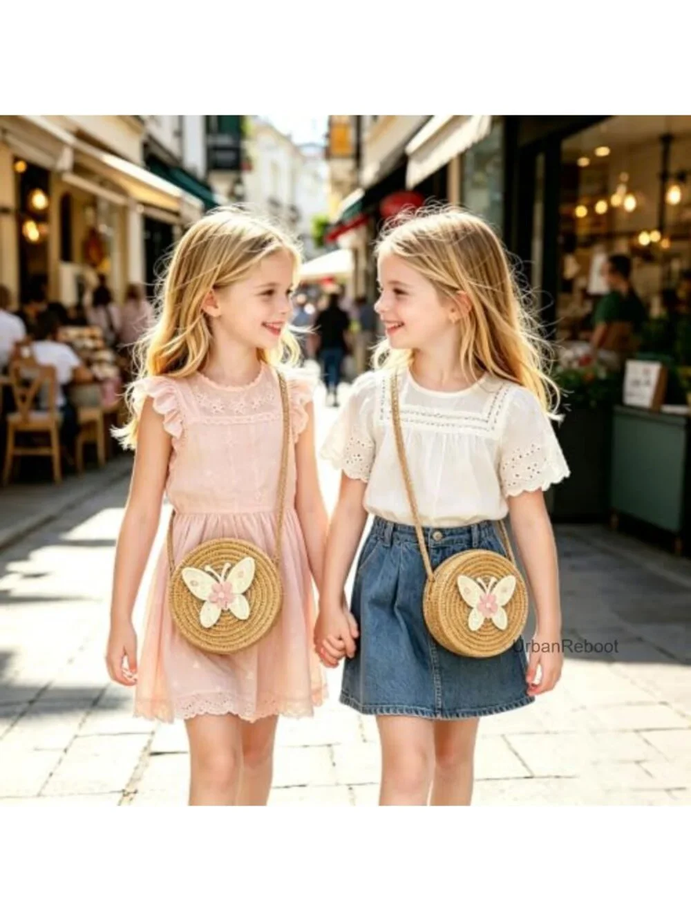 Girls Toddler Straw Crossbody Purse Mini Round Beach Bag Gift